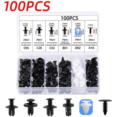 100 piezas de clips de sujeción para carrocería de coche, pasadores de retención a presión, remaches, parachoques, panel de moldura de puerta, kit de clips para coche