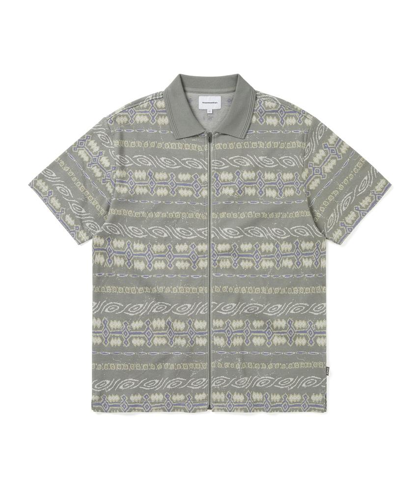 THISISNEVERTHAT Jungle Jacquard Zip Up Top Gray