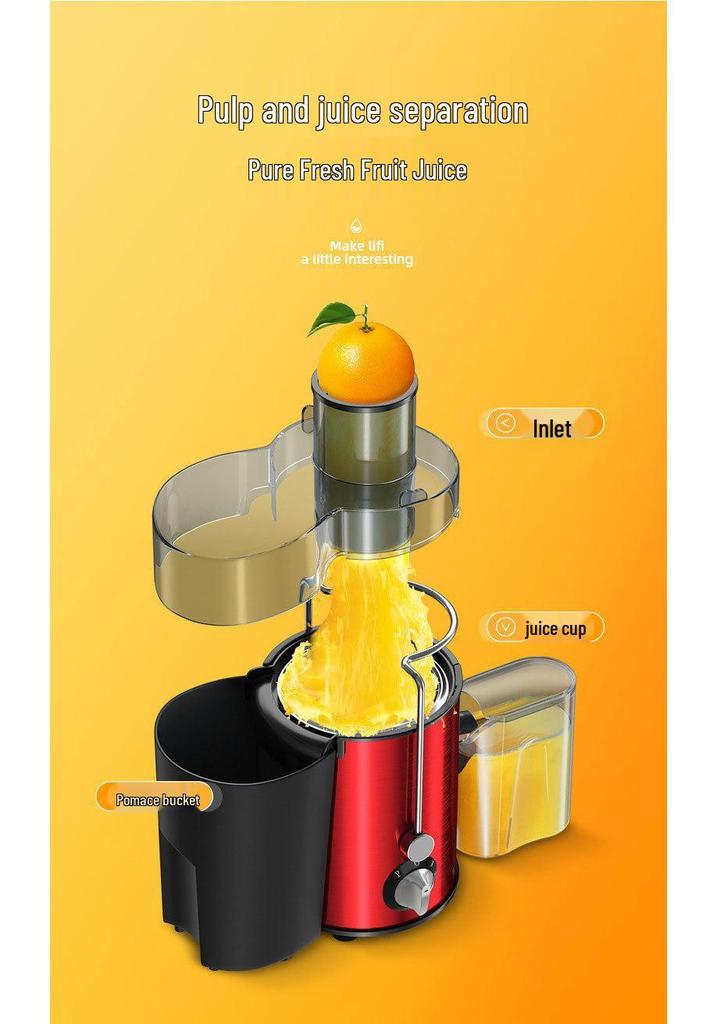 Large Caliber Household Juicer with Pulp Separator - Automatic Fresh Fruit & Vegetable Juice Machine