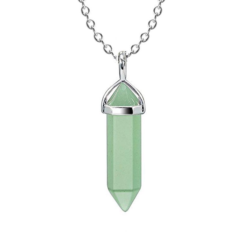 Collar Colgante Hexagonal de Cristal de Piedra Natural - Joyería de Cadena para Clavícula Multicolor