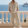 Men's Linen Hooded Long Sleeve and Pants Casual Home Wear Set - Spring/Autumn 2026 Collection