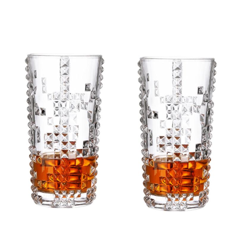 2er Sets 315ml/350ml Trinkgläser Diamantglasbecher High End Cocktail Mojito Gläser Eiskaffee Becher Wasserflasche