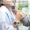 Pair Classic Stainless Steel Watches for Couples with Diamond Accents, Waterproof, Gold Finish