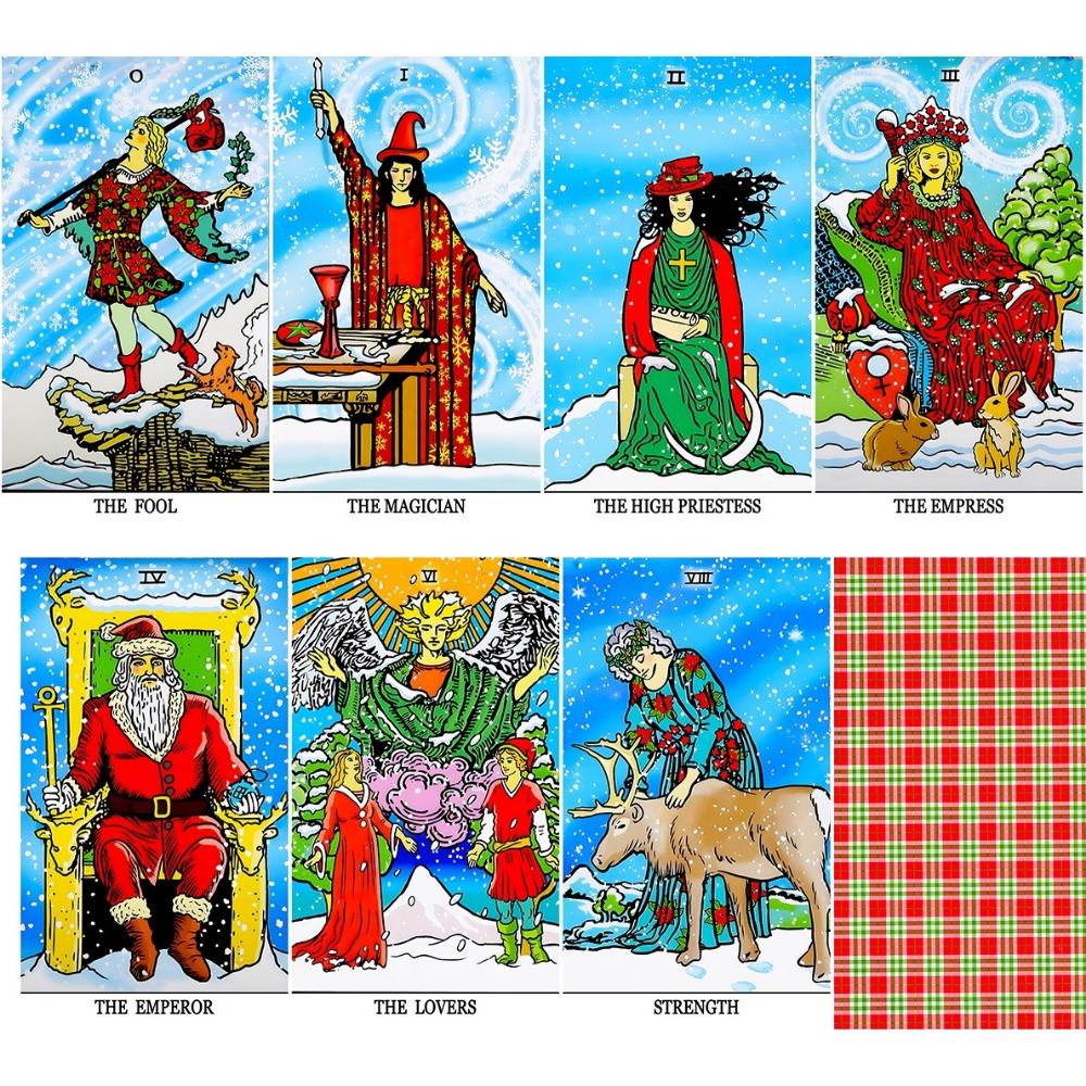 Winter Waite Tarot, 78-teiliges Tarot mit Bildern vor winterlichem Hintergrund, basierend auf dem Rider Tarot des RWS-Systems, 12 x 7 cm