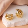 Elegant European C-Shaped Striped Earrings for Women - High-End, Unique, Light Luxury Accessory