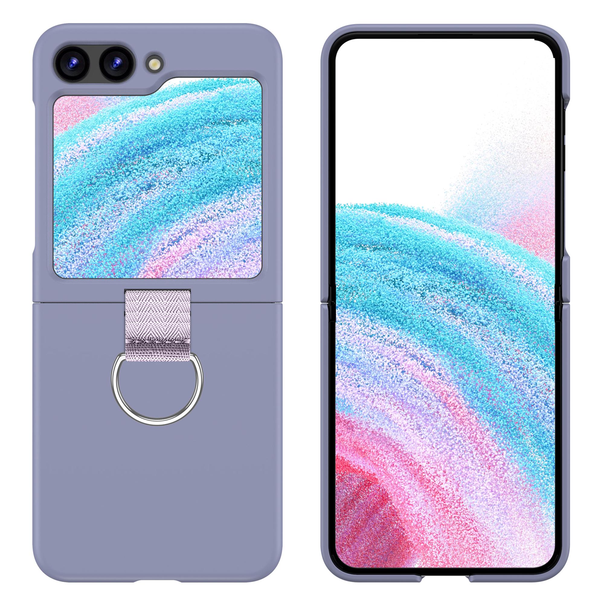 

For Samsung Galaxy Z Flip5 5G Hard PC Phone Case Anti-scratch Cover with D-Shape Ring Holder Purple