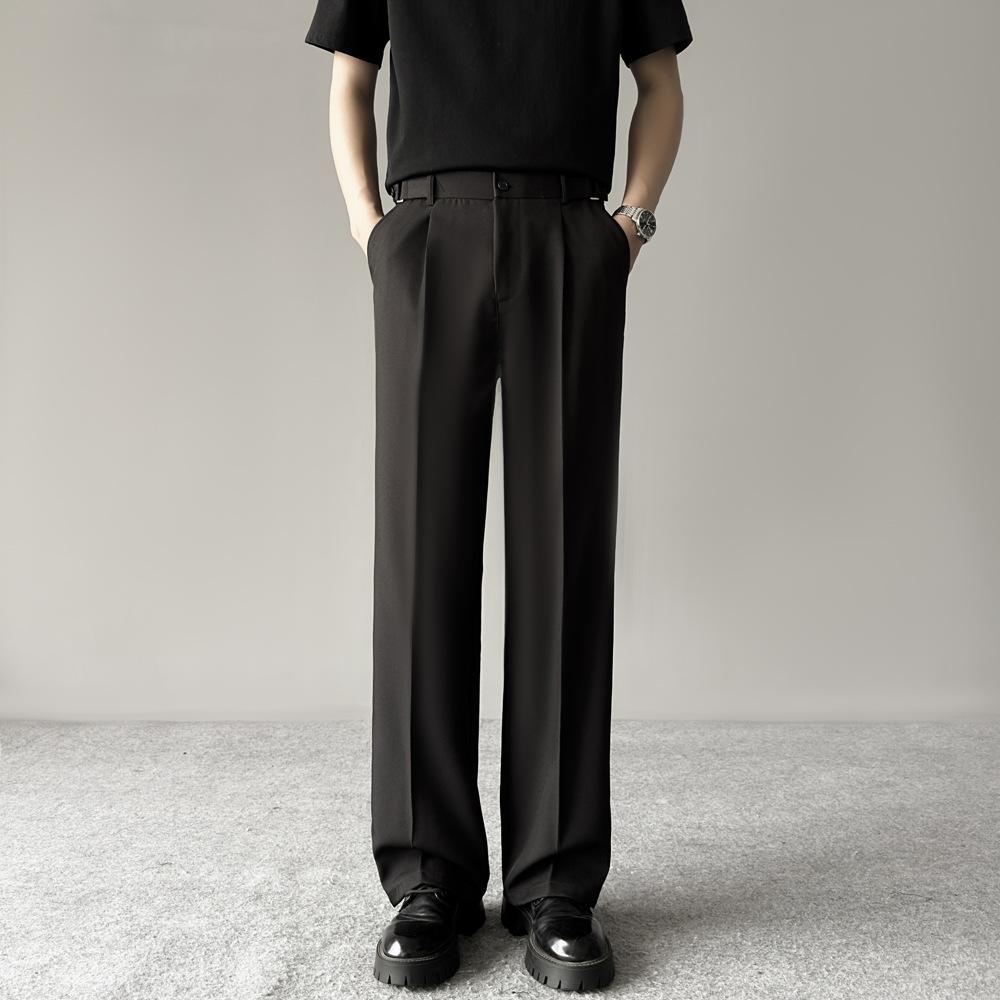 High-end business pants loose straight Korean version trendy high-quality thin drape men's casual suit long pants
