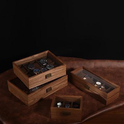 Valnötsträ Mer än att ta emot ett fodral Armbandsur Samlingslåda Display Genomskinliga Displaylådor, Klocklådor