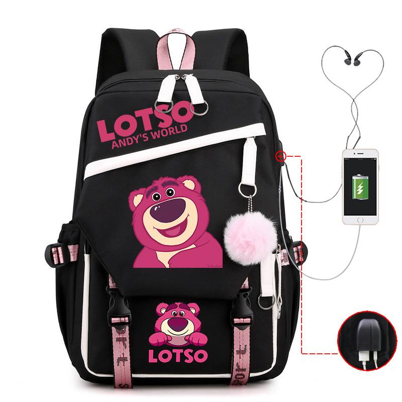 Cute Xiaoqing Strawberry Bear Peripheral High-Value Backpack Lightweight Student School Bag