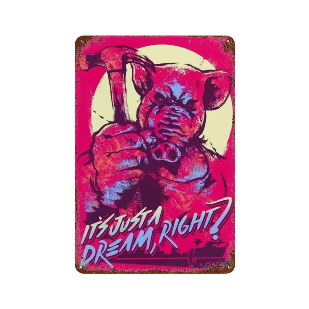 Poster Hotline Miami Hot Classic Adventure Game Posters e Placa de Metal Sinal de Lata Arte de Parede Placa Decoração Man Cave Decoração de Casa estúdio