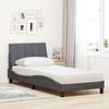 VidaXL Bed with Mattress Dark Grey 90x200 Cm Fabric, Bedroom Furniture, Single Bed, Panel Bed, Slatted Base, Bed 3310504