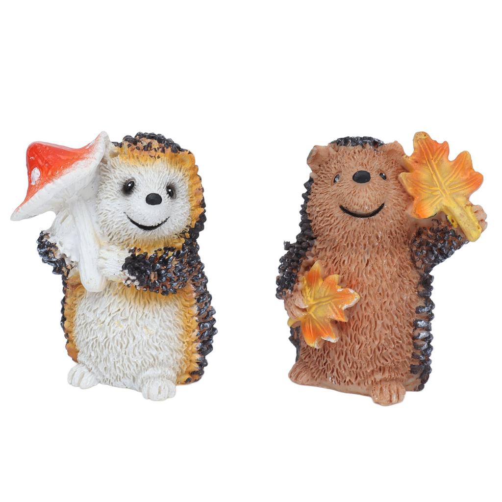 1 Pair Resin Hedgehog Ornament Micro Landscape Animal Decoration for Birthday Bedroom Study
