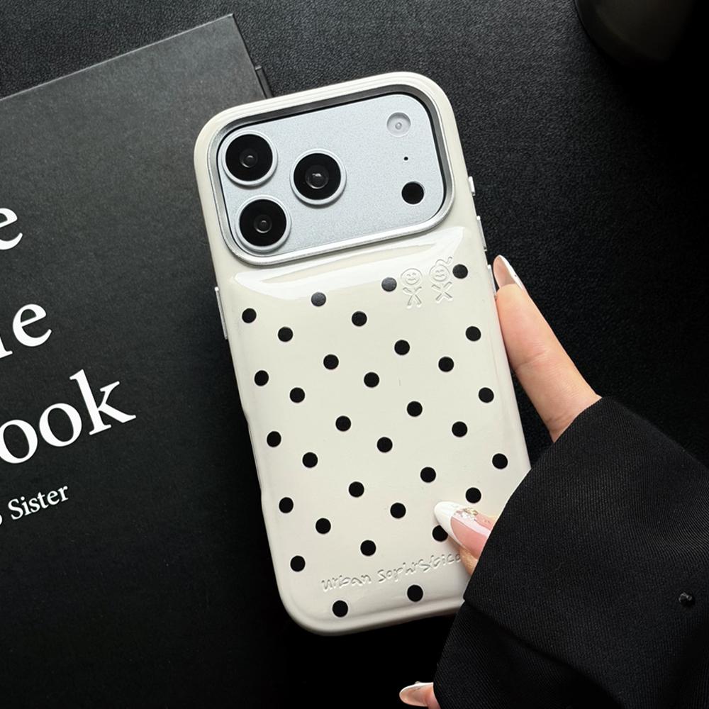 Candy Color PU Leather Puffer Polka Dots Phone Case For 16 17 Pro Max 17Pro 16Pro Shockproof Hard Protection Back Cover