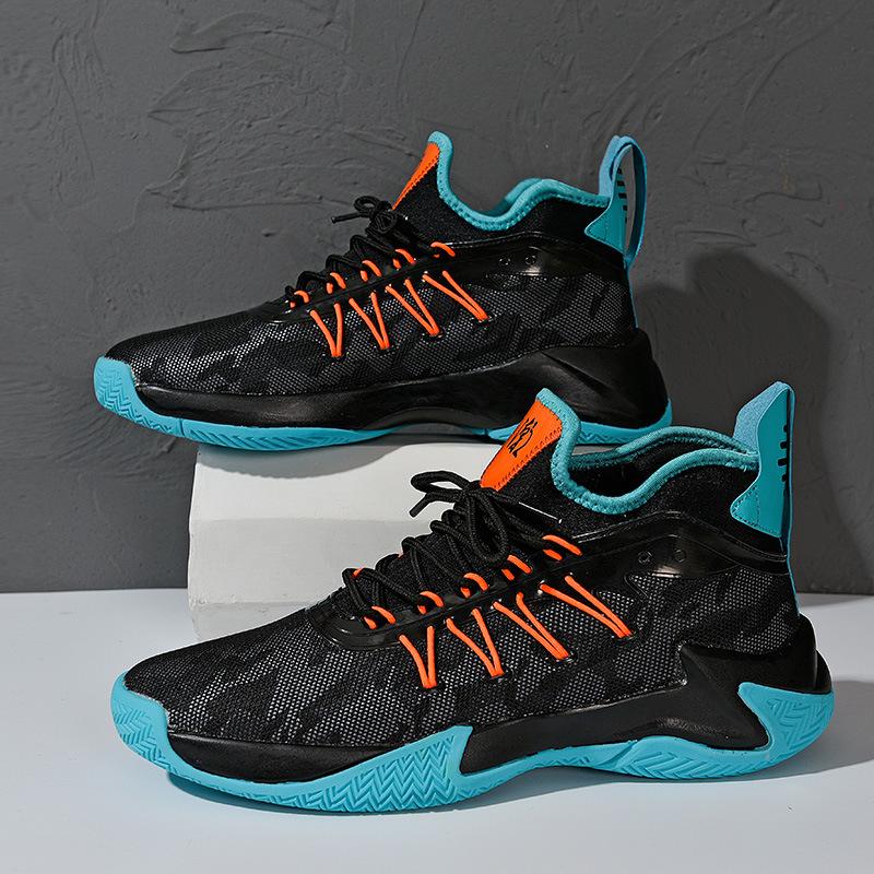Atmungsaktive Laufschuhe mittelhoch rutschfest Jugend-Sneaker Stoßdämpfung schwarze Sneaker Herren Plateau-Basketballschuhe