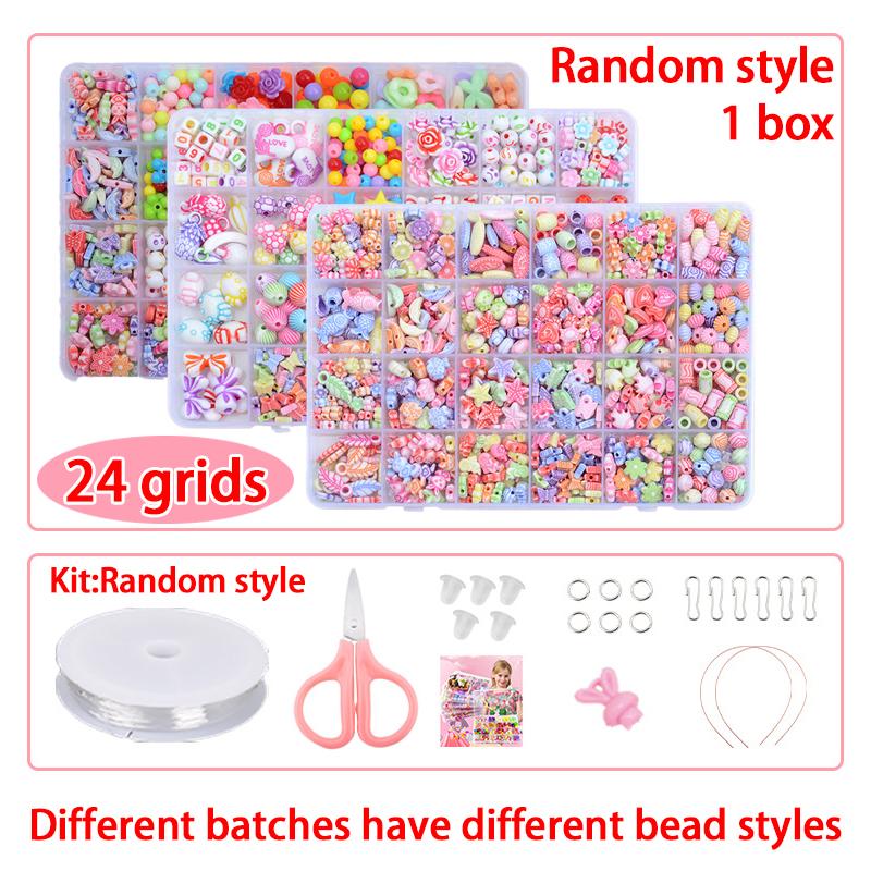 DIY Handmade Beaded Children's Toys Creative Loose Spacer Beads Making Bracelet Necklace 24 Grid Girl Jewelry Set Girl Toy Gift