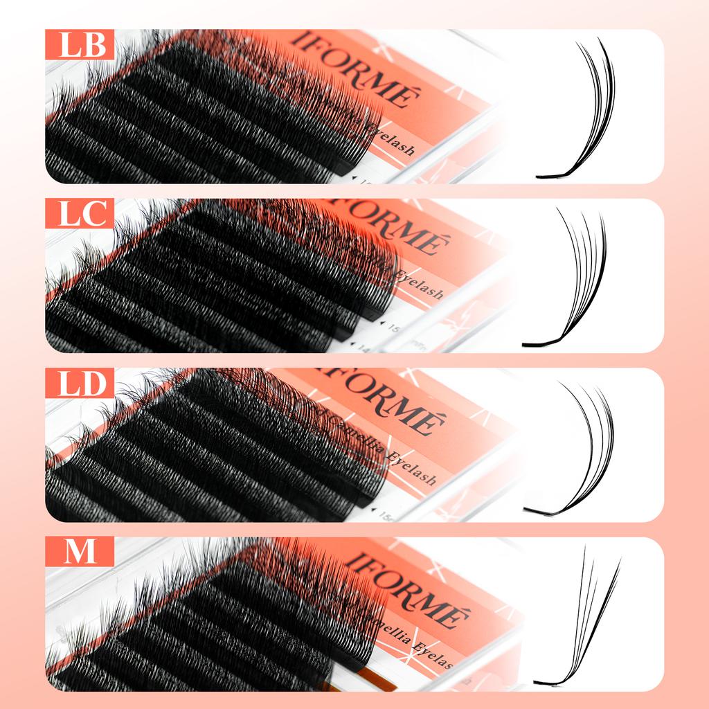 IFORME Wild Multiple Layered Camellia Eyelash Pre-glued Base Easy Fan Wispy Fluffy Eyelash Extension LB LC LD M LU