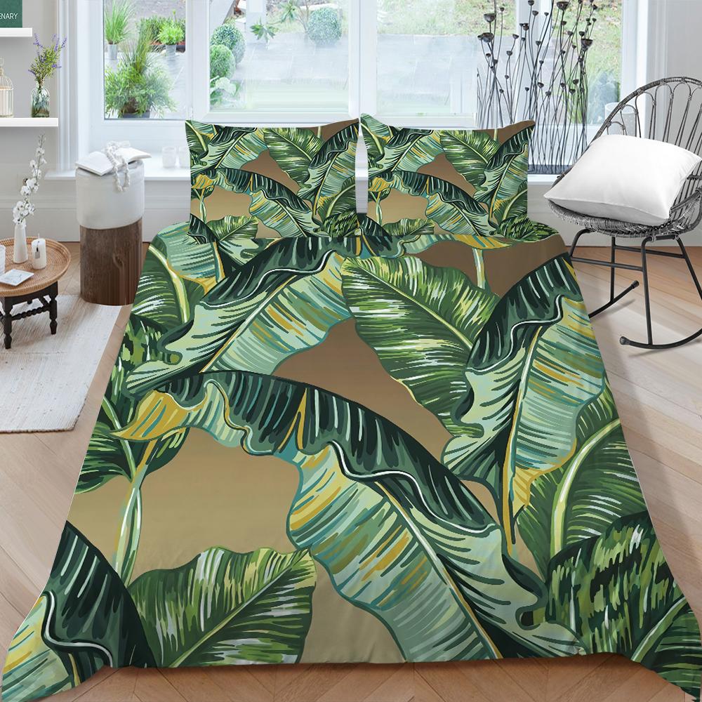 Bedding Suit Leaf Pattern Duvet Cover Leaf Bedding Cover Plant Quilt Cover Girl Home Textiles Single Size Bed Set