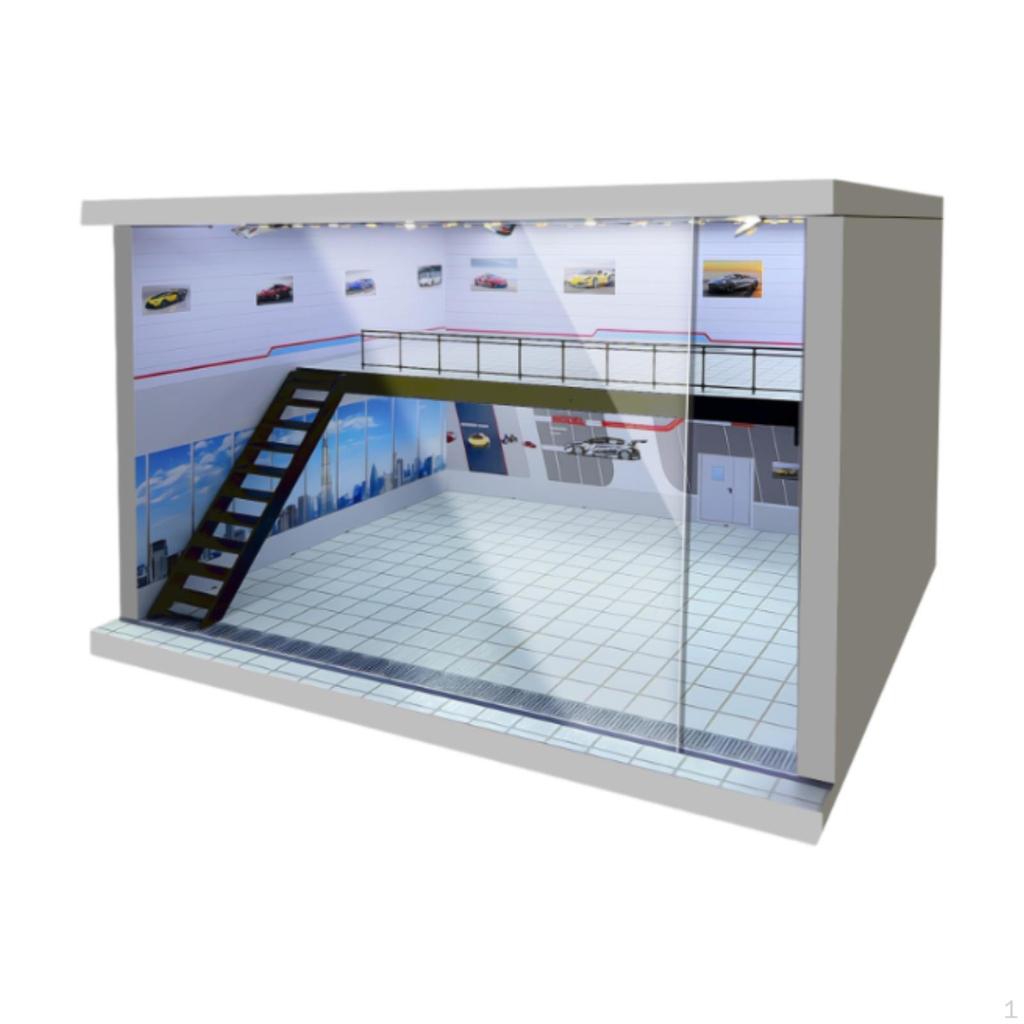 1/64 1/36 1/32 Scale Car Display Unit Acrylic Parking Space with LED Illumination for Collectors