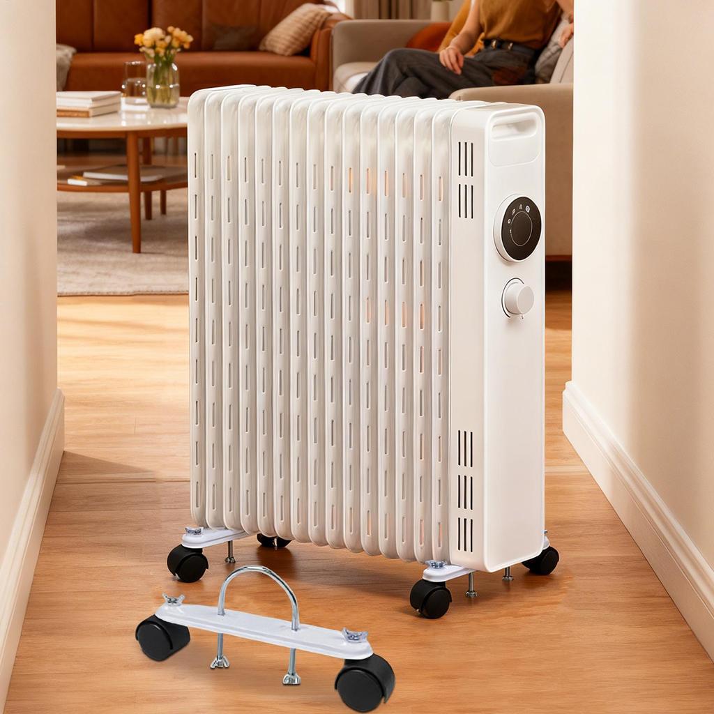Mobile Pulley Bracket 2 Pieces Electric Heater Frame Base 360 Degree Rotating Oil Heater Accessories for Home Living Room Garage