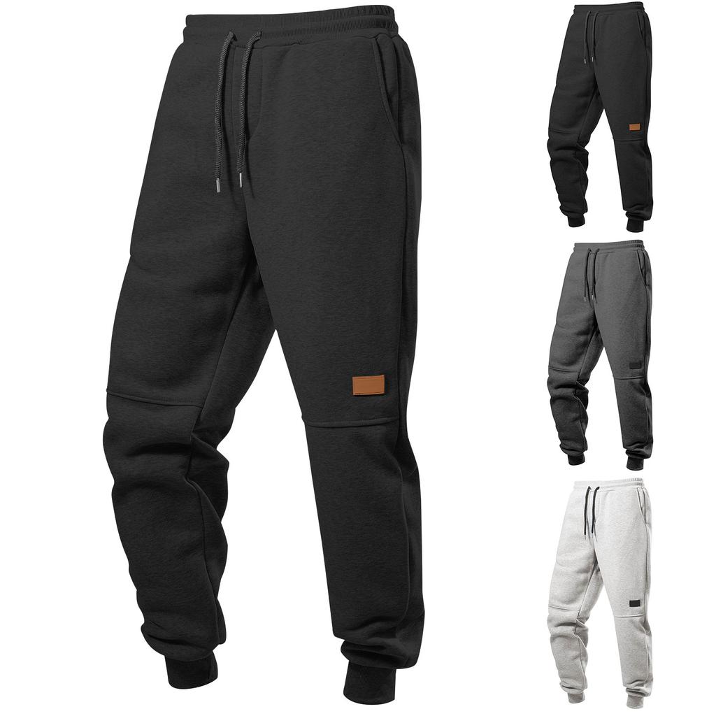 Men's Solid Color Sanitary Pants, Retro Casual Leg Tied Pants