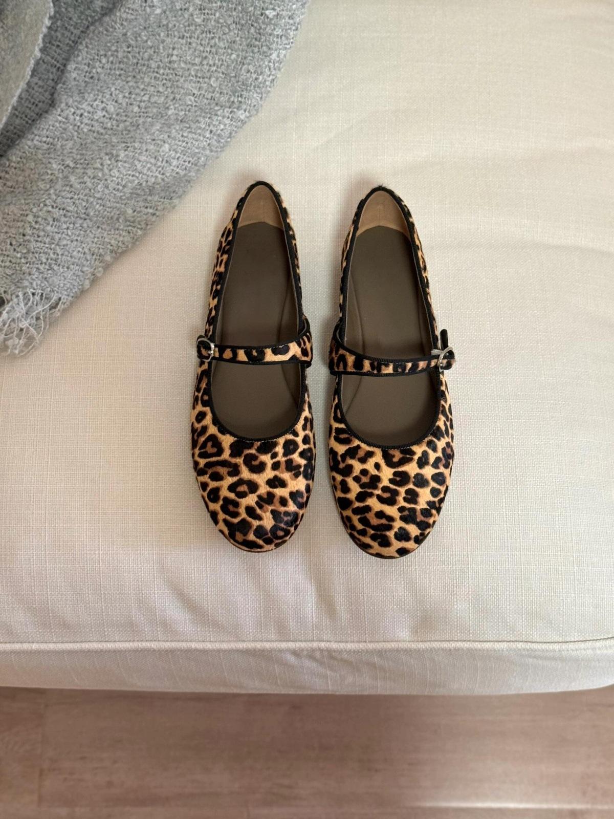 

Версия из овчины~ Супермягкая подошва, кожаные туфли Мэри Джейн с леопардовым принтом, женские туфли-лодочки, балетки, ремешок с пряжкой на одном слове, женская обувь 40 леопардовый