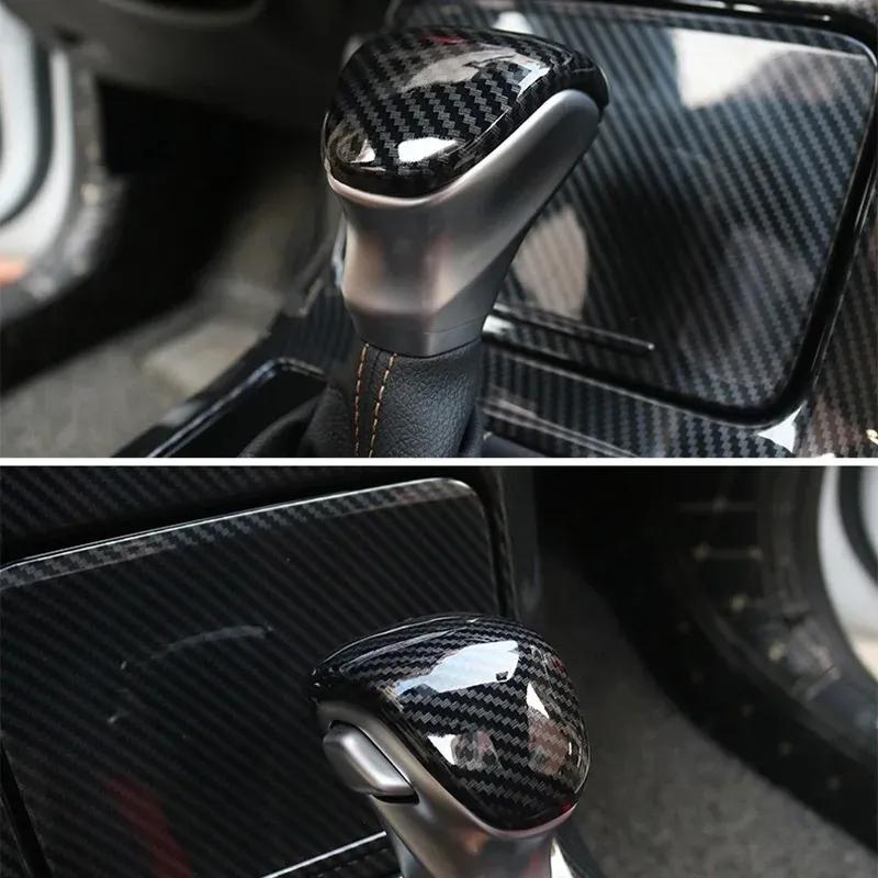 For Kia Forte K3 Carbon Fiber Style Red ABS Interior Gear Lever Shift Knob Cover Sticker Trim Auto Car Parts