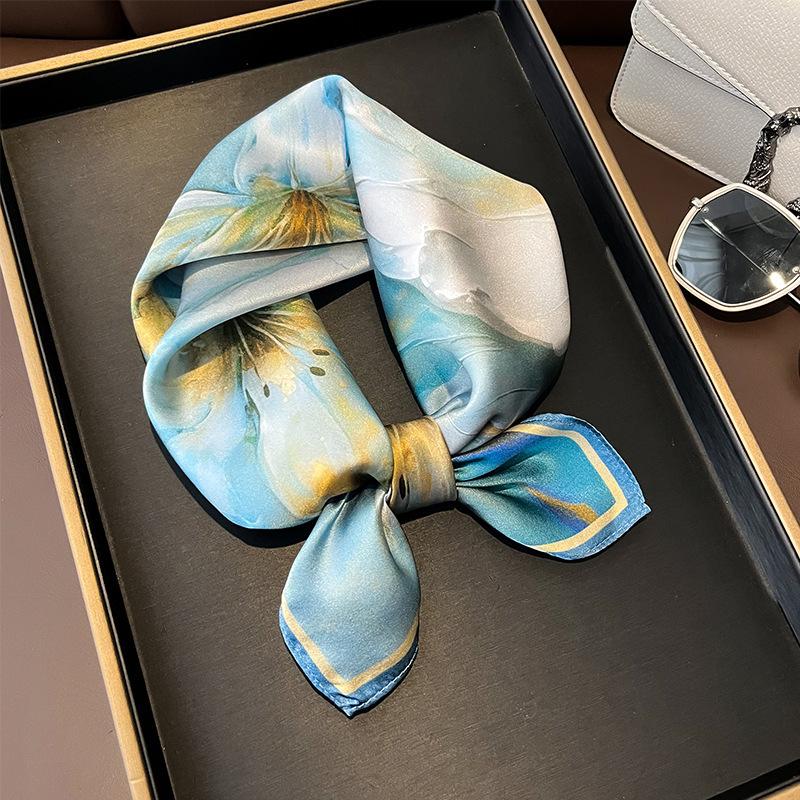 

Fashion 100% Natural Real Silk Scarf Women Shawls Wraps for Ladies Scarves Bandana Flower Foulard Femme Square Scarfs Hijab 53cm Real Silk 53x53cm