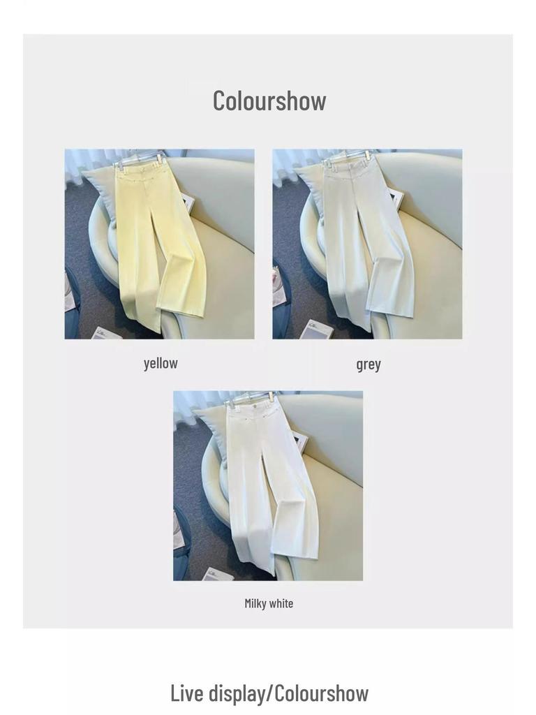 Women's Wide-Leg White Jeans, Spring Summer 2025 - Retro Slim Fit, Loose Straight-Leg Trousers