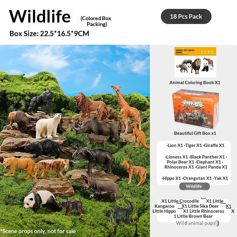 Realistic Animal Figure Toy Early Education Set - Baby Plant Recognition Kit Lion Tiger Elephant Panda Giraffe Animal Figure Toy