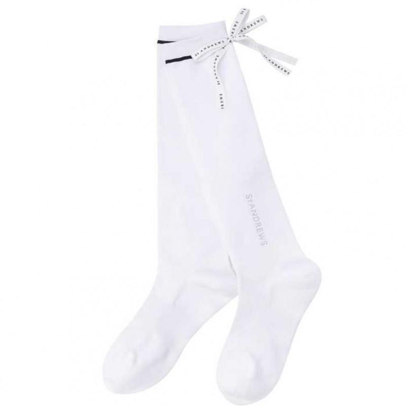 Womens Golf Socks Long Compression Sport Breathable Athletic Crew With Bow Detail Black White