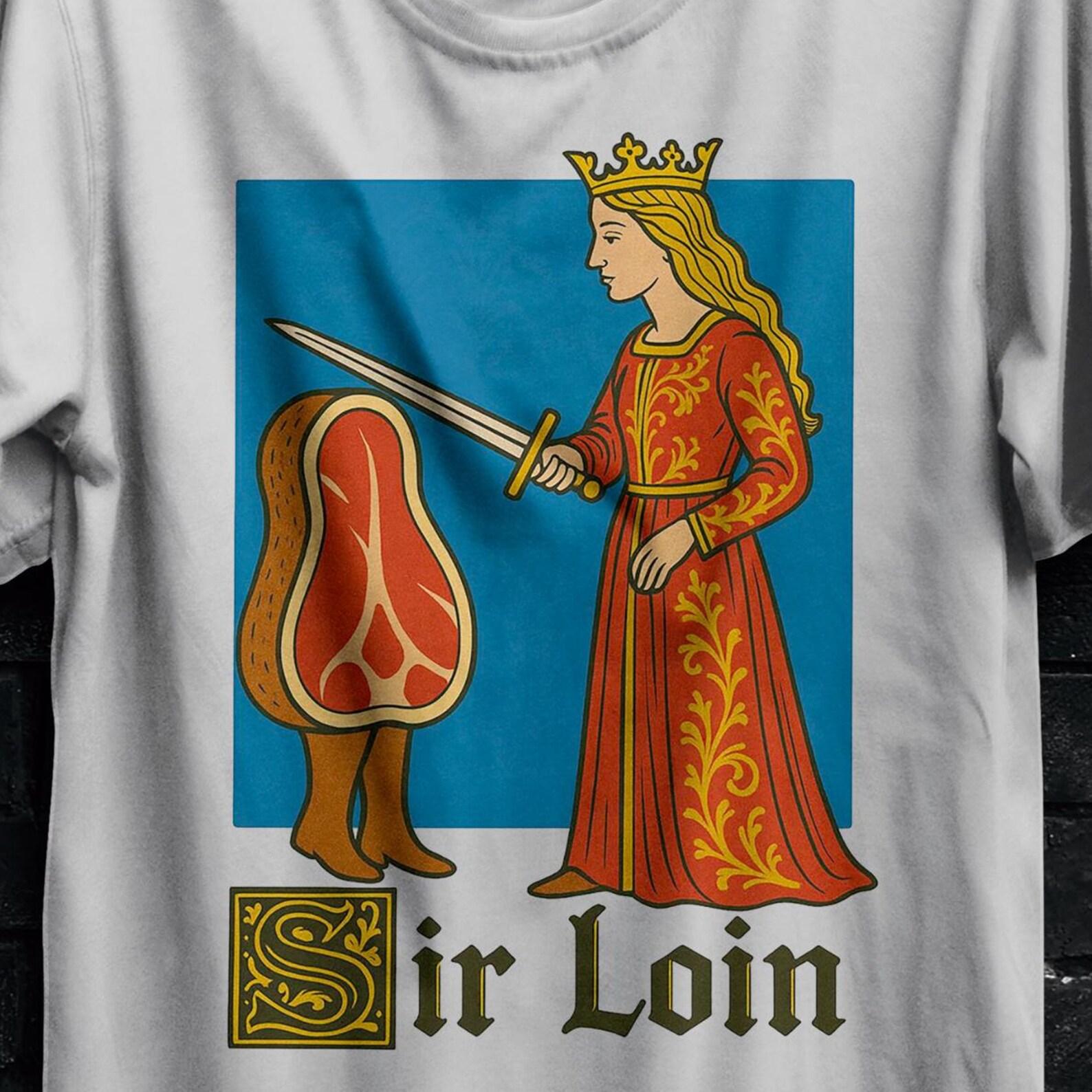 Sir Loin Funny Knight Meme Shirt,Sir Cumcise Offensive Tee,Sir Racha Edgy Dark Humor Tshirt for Men Women,Vintage Sriracha Top,GenZ Gag Gift S