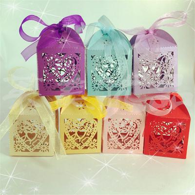 10 Pcs Party Wedding Accessories Lace Hollow Out Love-heart Sugar Packaging Box