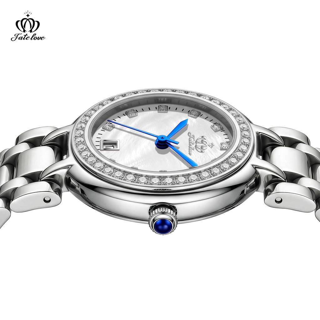 Fate Love Women's Waterproof Watch Circular Dial Mother of Pearl Quartz Movement Elegant Design 933 Model