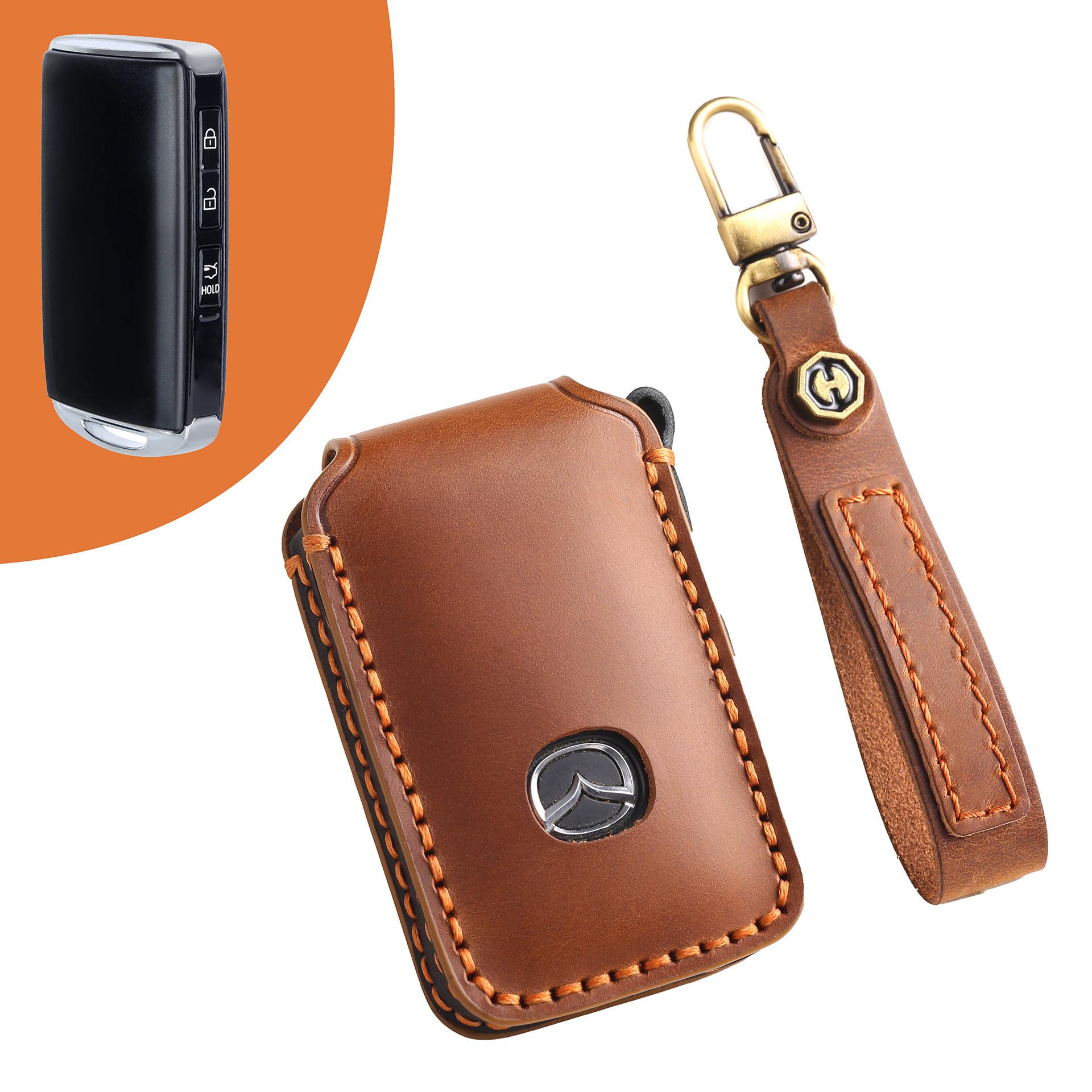 

The key case is suitable for Mazda Ma 3 Onxella CX50 or CX30 CX-5 genuine leather keychain.