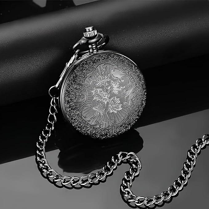 TecoKart® Roman Pocket Watch for Men – Vintage Retro Pocket Clock with Chain, Antique Watch for Men