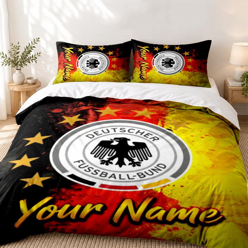 Germany national football team Custom Name 3pc set Perfect for bedroom use Comfortable bedding set includes a duvet cover and two pillowcases Ideal bi
