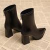 Pointed Toe Women Ankle Boots 2026 New Autumn Elegant Outdoor High Heels Shoes Women Fashion Zippers Designer Short Boots Ladies