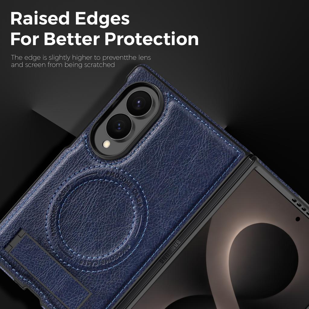 Magnetic Leather Case For Samsung Galaxy Z Fold 8 Ultra 7 6 5 4 3 Fold8 Kickstand Wireless Charging Shockproof Phone Cover