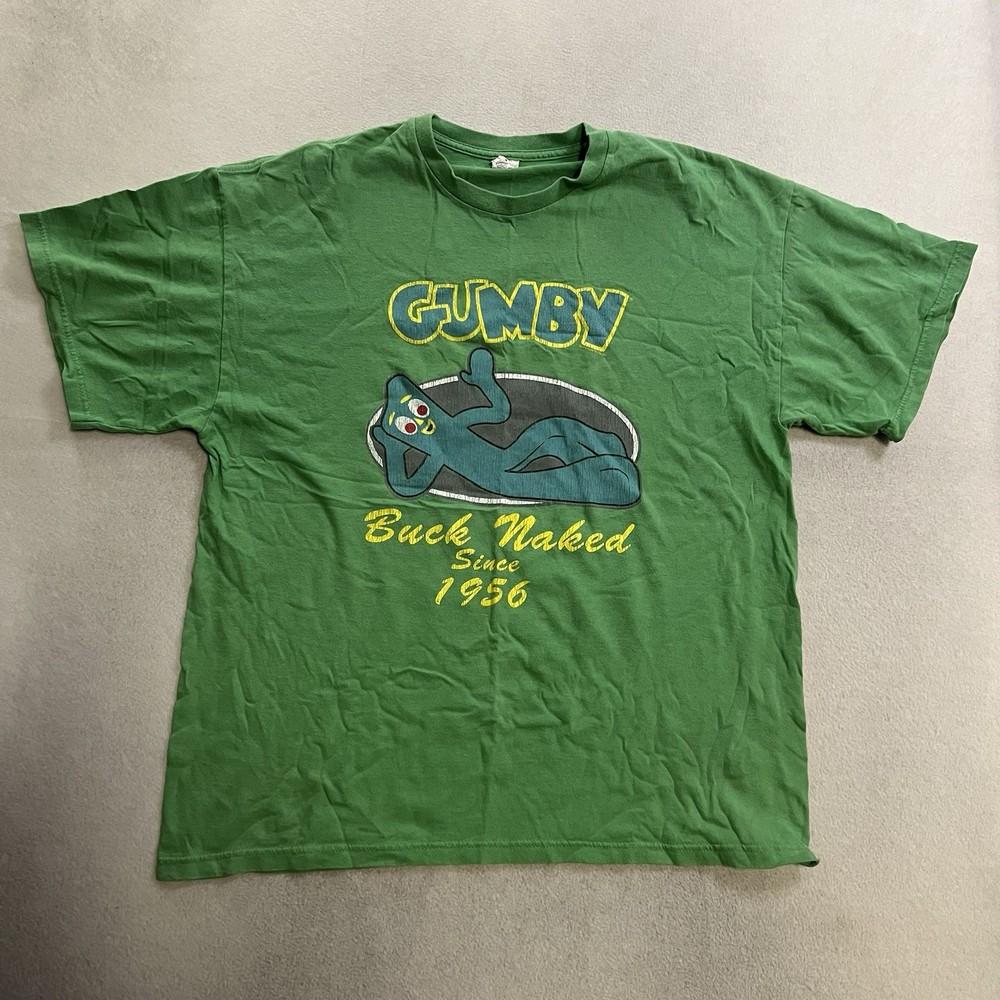 Gumby Buck Naked Since 1956 Green Graphic Print Crew Neck T-Shirt Men’s Size XL Unisex T-Shirt