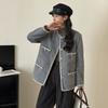Premium gray wool small fragrant jacket women's autumn and winter French retro long tweed and cotton top