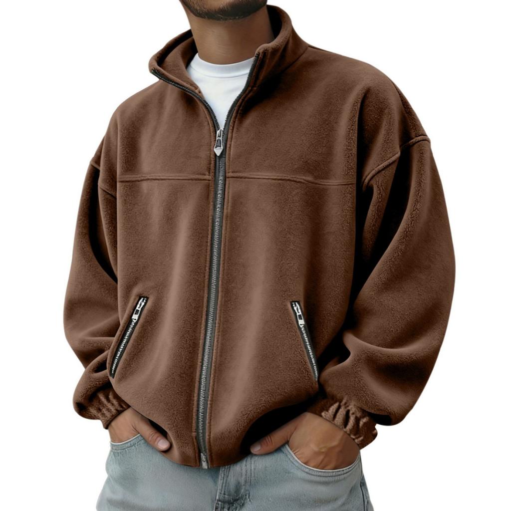 Men's Stand Collar Zip Up Hoodie Full Zip Casual Sweatshirt for Everyday Wear