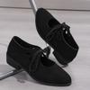 Large Size Shallow Lace-up Fashion Single Shoes  Spring New European and American Versatile Thick Heel Pointed  Shoes