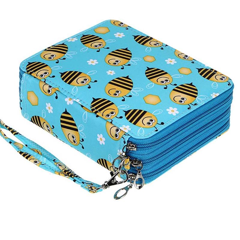 Kawaii Pencil Case for School Pen Box Big 72/120 Holes Penal Cute Bee Monkey Pencilcase Large Cartridge Stationery Korean Kit