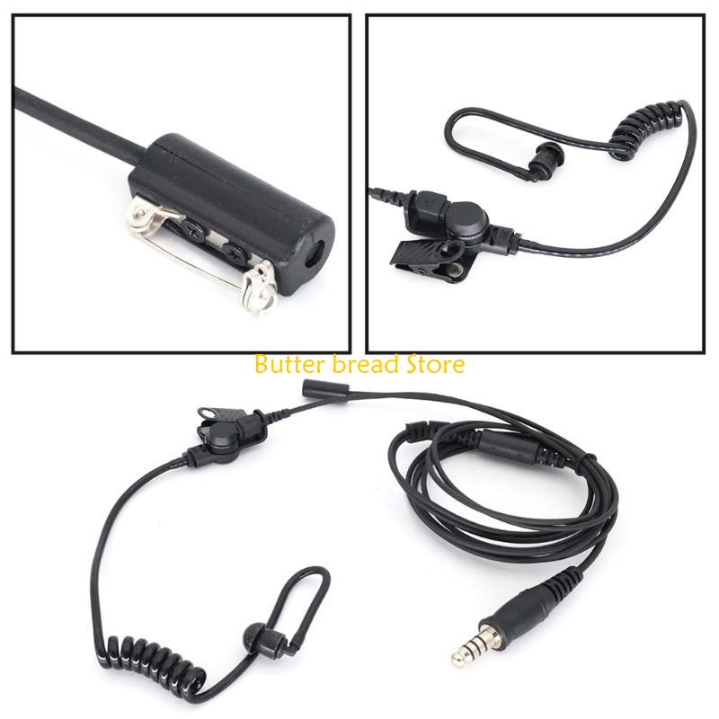 W89C 7.1mm Telescopic Heavy Duty Acoustic Air Tube Earphone Headset Mic Headphone 7.1mm Plug For Walkie Talkie Radios