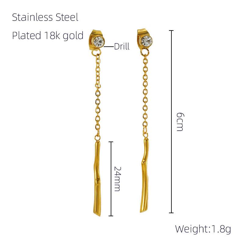 New Stainless Steel Fringed Diamond Earrings Women's Niche Simple Temperament Earrings Jewelry