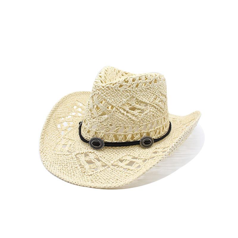 Hollow Edge Jazz Hat Western Cowboy Straw Hat Men'S Summer Vacation Beach Hat Children British