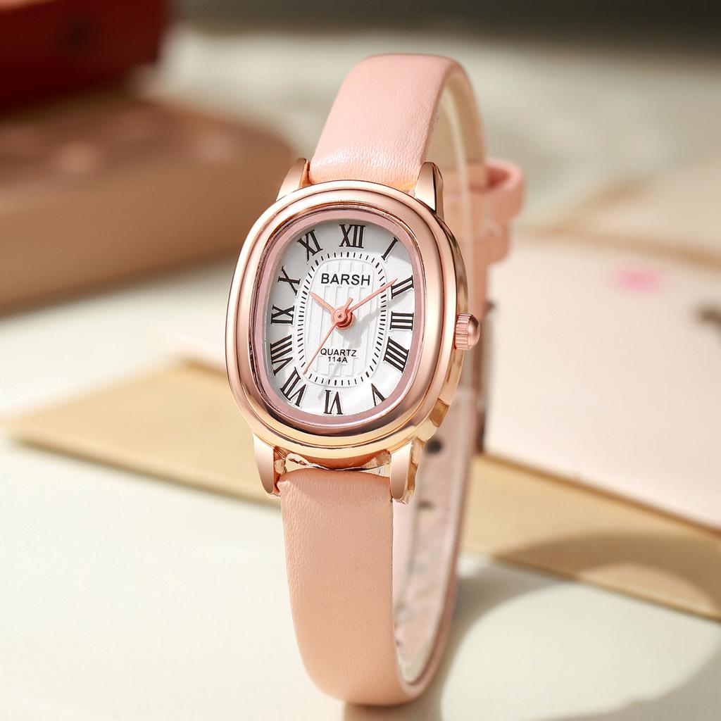 Women' Watches Oval Dial Quartz Wristwatch Leather Strap Student Watch
