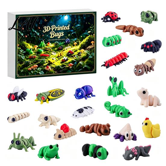 3D Printed Movable Joint Figures 2026 Christmas Advent Calendar 24 Days Insect Fidget Toy Countdown Flexible Limb Play Sets Pcs Mini Articulated
