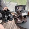 Leather small British big head small leather shoes women's spring new lace-up thick-soled heightening single shoes