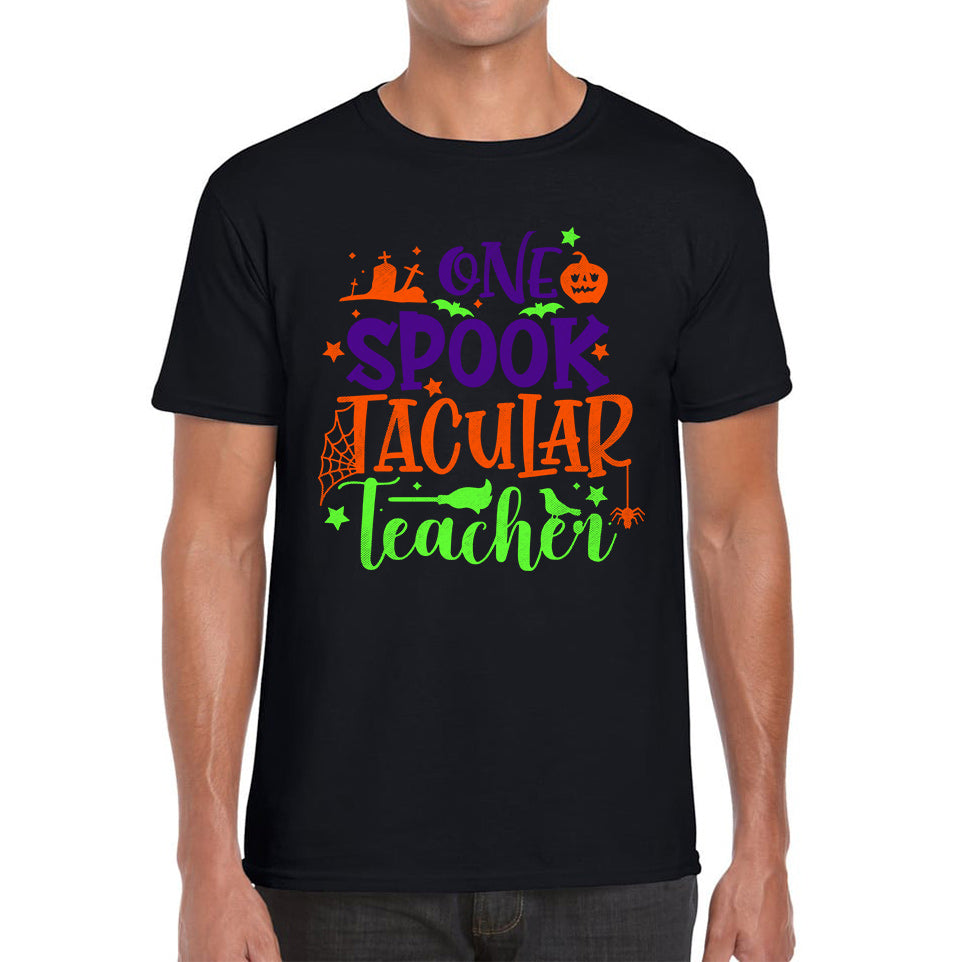 One Spooktacular Teacher Halloween Teacher Funny Halloween Spooktacular Teacher Mens Tee Top 2XL